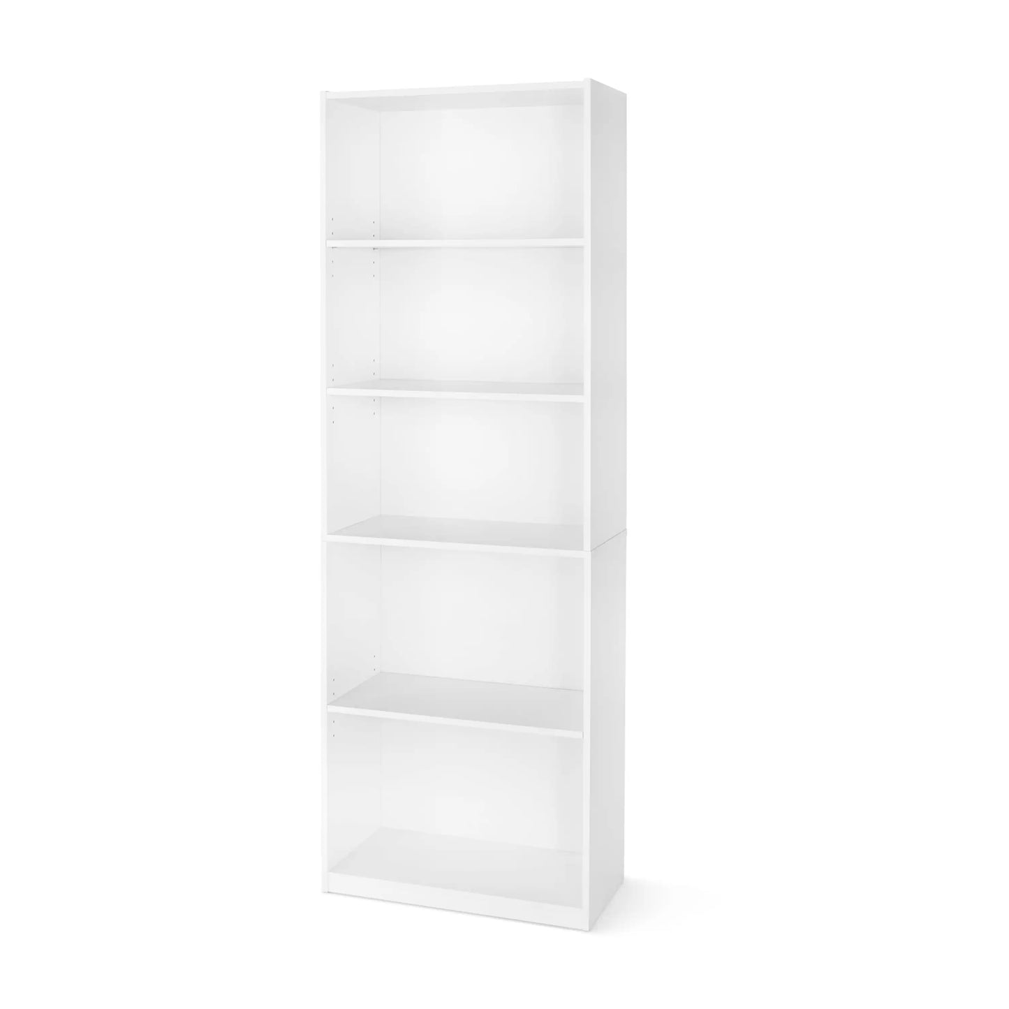 5 Shelf Bookcase with Adjustable Shelves Solid Wood Closed Back Display Bookshelf for Living Room Bedroom Home and Office White