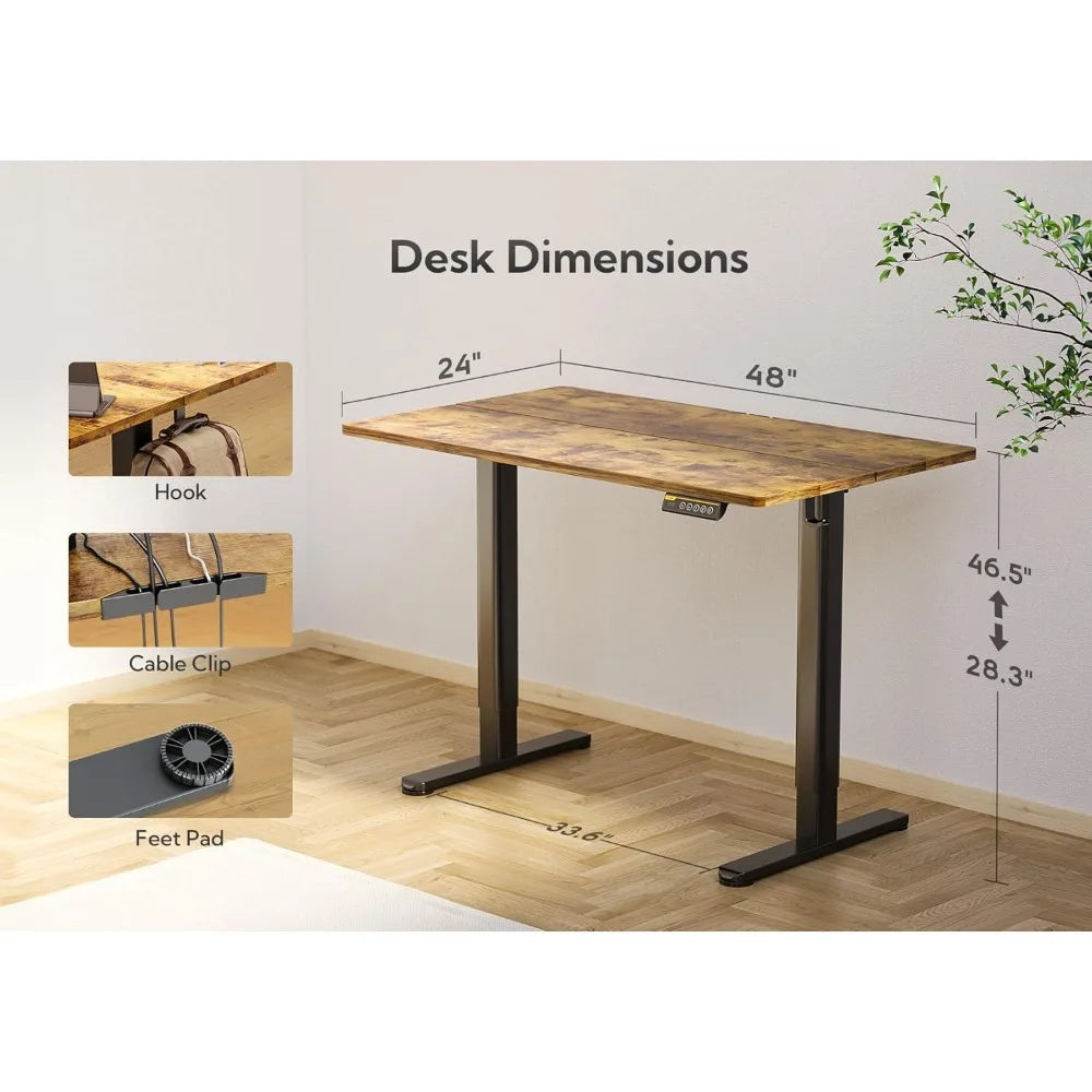 Electric Standing Desk Adjustable Height Stand Up Desks 24x48 Inches Sit Stand Home Office Desks with Splice Board and Frame