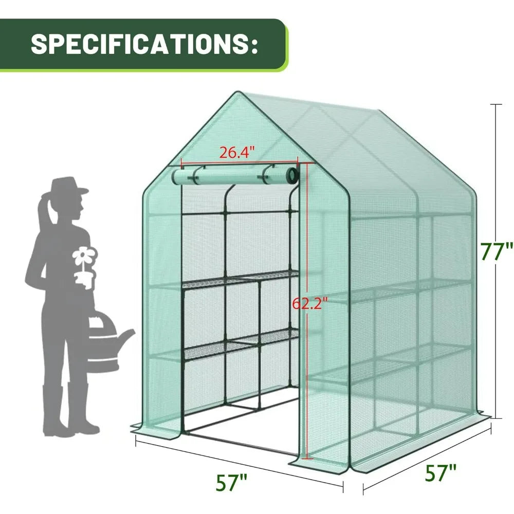 Portable PE Cover Greenhouse With Anchors And Ropes 3 Tier