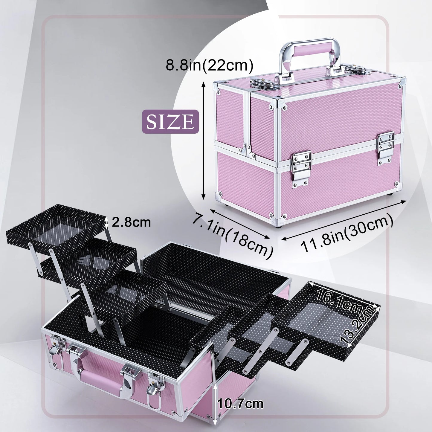 Nail Suitcase Travel Large Capacity Makeup Case 6 Trays