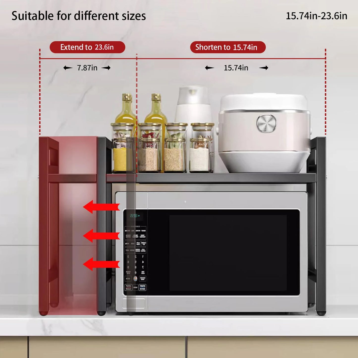 Expandable Microwave Shelf Organizer 42 64cm Moistureproof