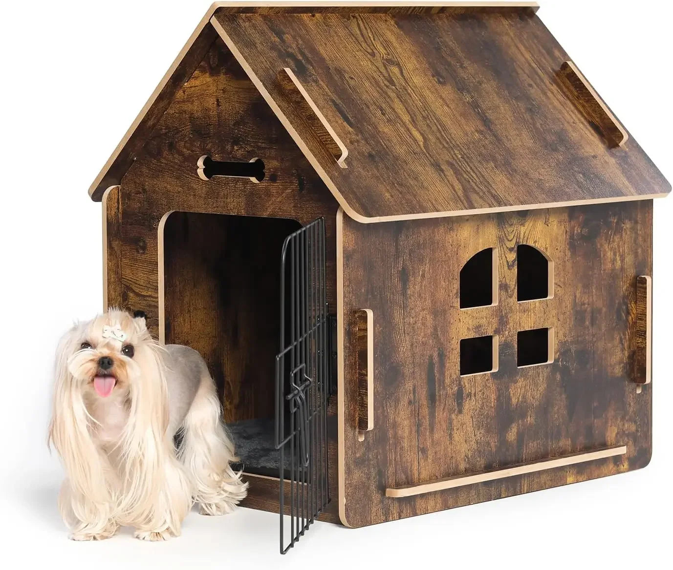 Cozy Wooden Indoor Dog House for Small Dogs and Cats Detachable Roof Design