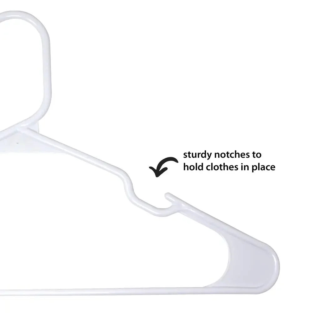 100 Pack Plastic Hangers Value Pack Arctic White Clothes Organization for Shirts Pants Sweaters and More