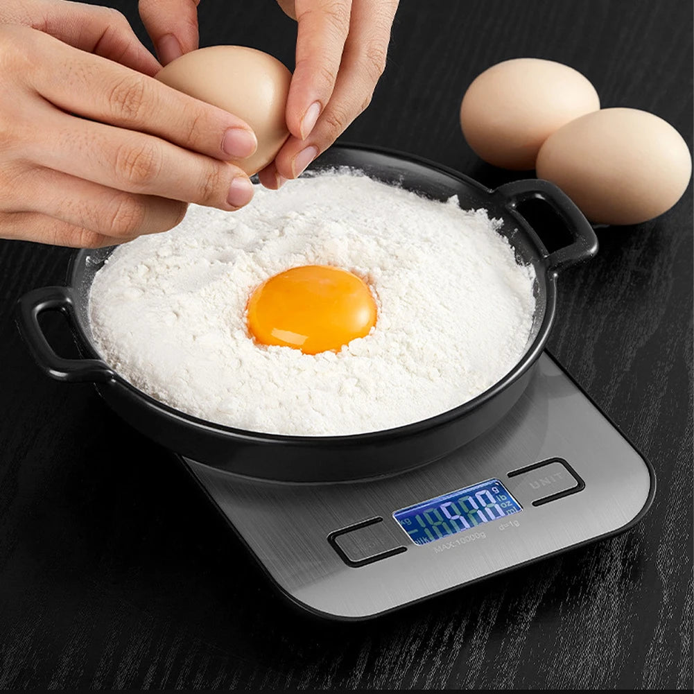 10kg Digital Kitchen Scale USB Charging LCD Display Stainless Steel Electronic Weighing Scale for Food Jewelry and Baking Tools