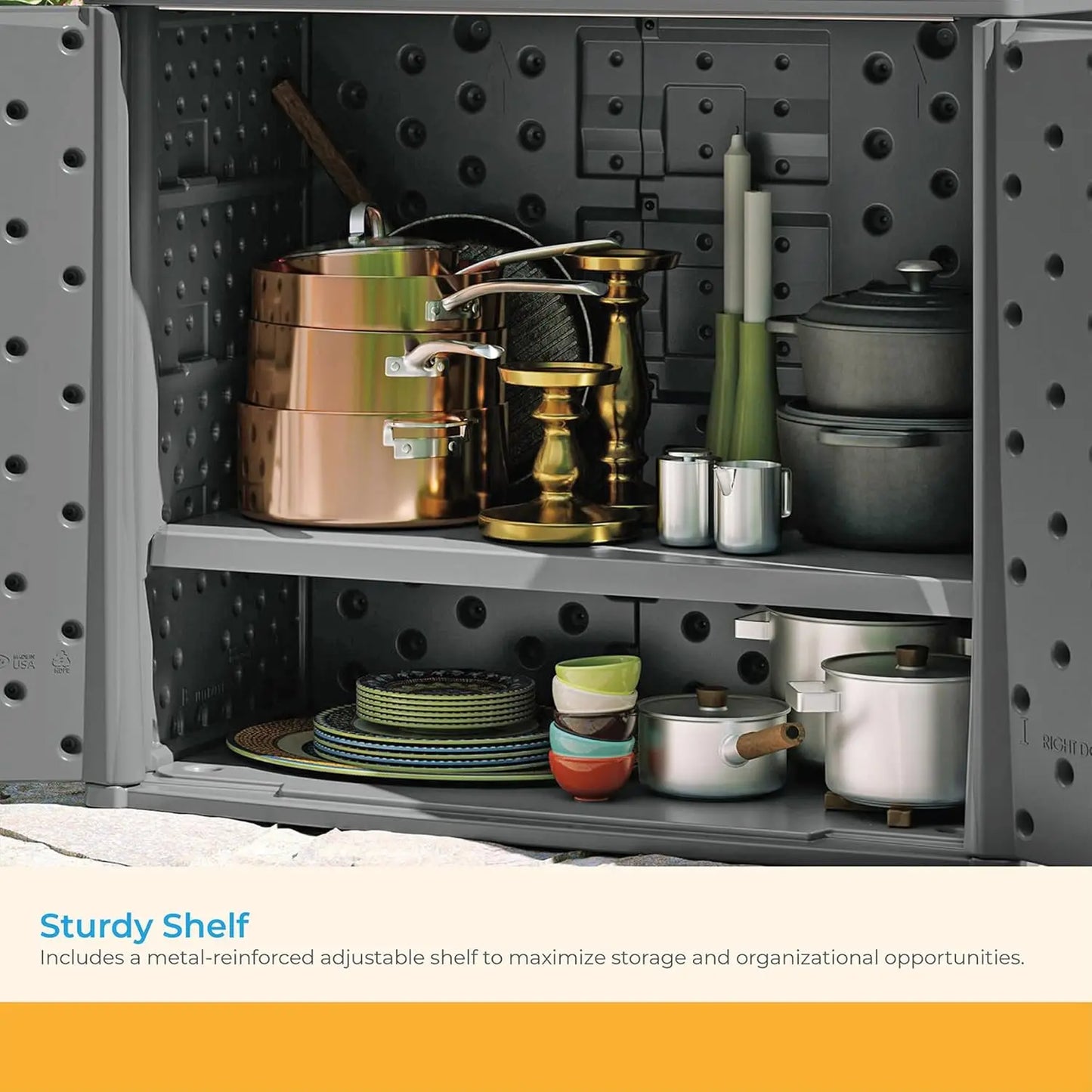 Lockable Outdoor Cabinet Storage for Patio Garden and Backyard 97 Gallon Cool Gray