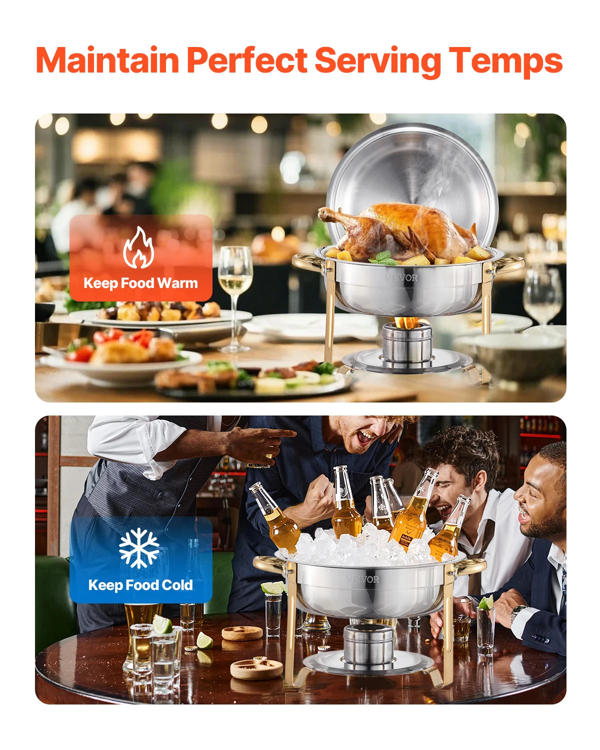 Vevor 4 Pack Chafing Dish Buffet Set Stainless Steel Chafer