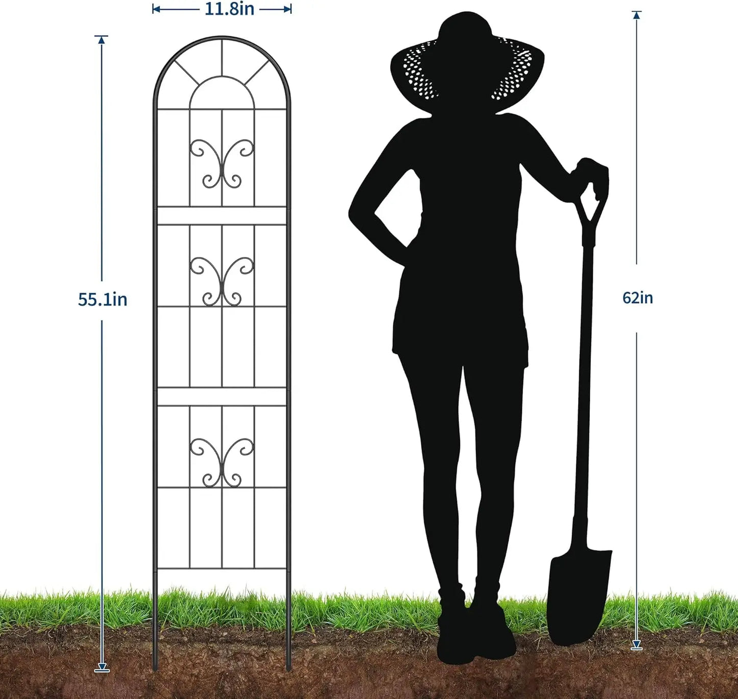 Garden Trellis Coated Rustproof Iron Arch Decoration for Climbing Plants Outdoor Rose Vegetable Flower Support