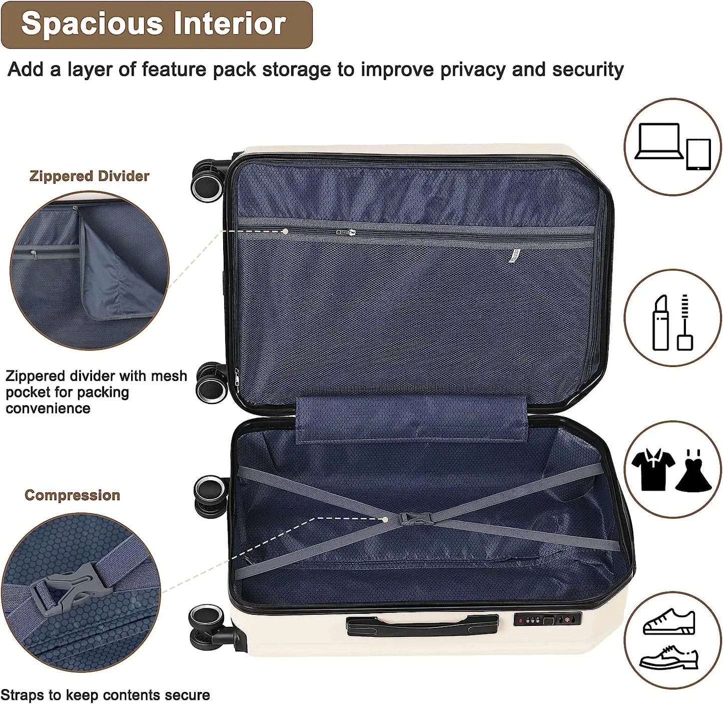 Softside Luggage Set With Spinner Wheels 20 24 28 Inches