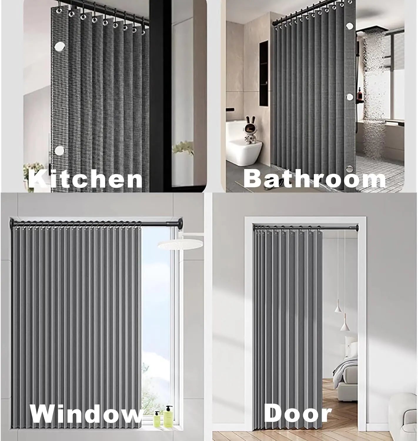 Bathroom Folding Linen Shower Curtain With Magnets