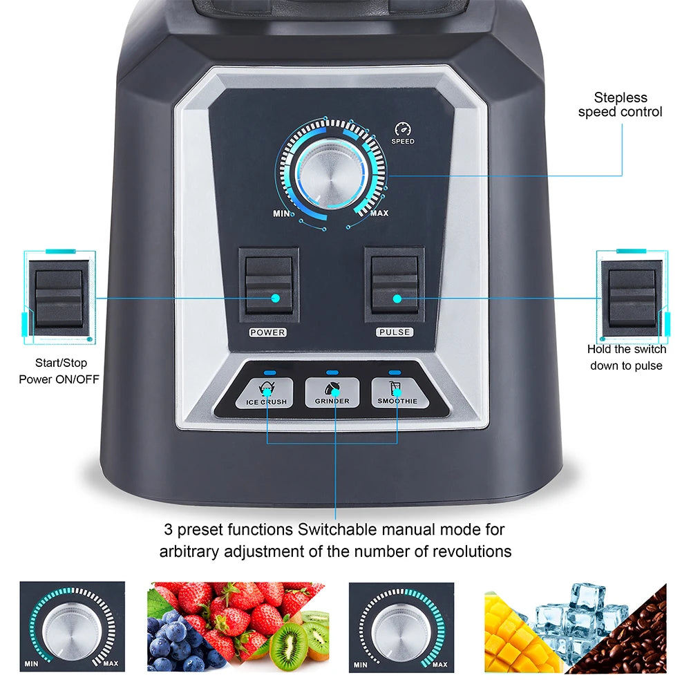 BioloMix Automatic Blender 2L BPA Free Smoothie Ice Crusher