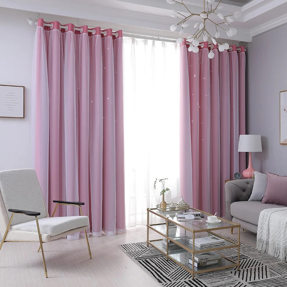 Hollow Star Curtain With Cutout Drape Room Darkening 40x84
