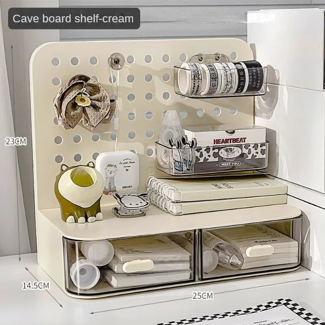 1 Piece Desktop Perforated Board Storage Box Stationery Sorting Rack Desk Office Cosmetics Storage Rack Pen Holder