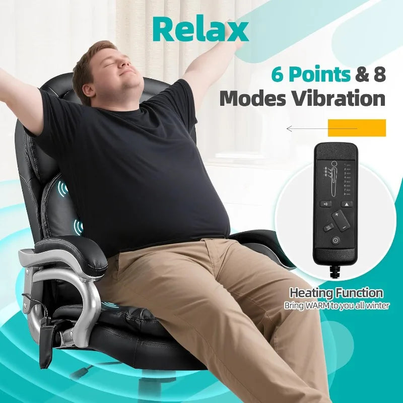 Big And Tall Office Chair 6 Point Vibration Heat 500lbs