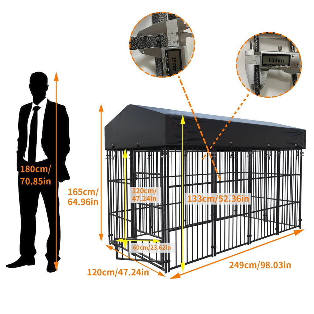 Heavy Duty Large Dog Kennel Welded Metal Playpen With Roof