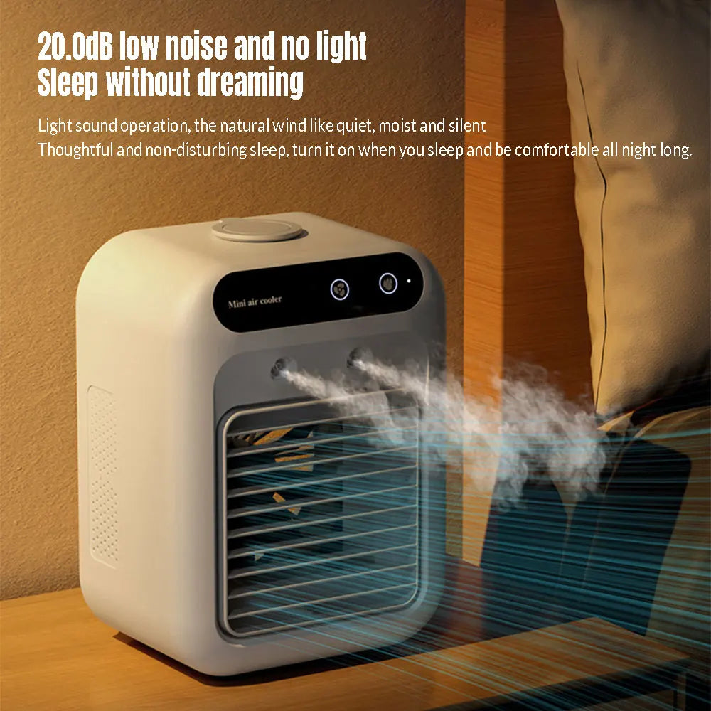 Mini Air Cooler Portable Fan Air Conditioner Humidifier USB Water Cooling Fan with 500ml Water Tank for Home and Office