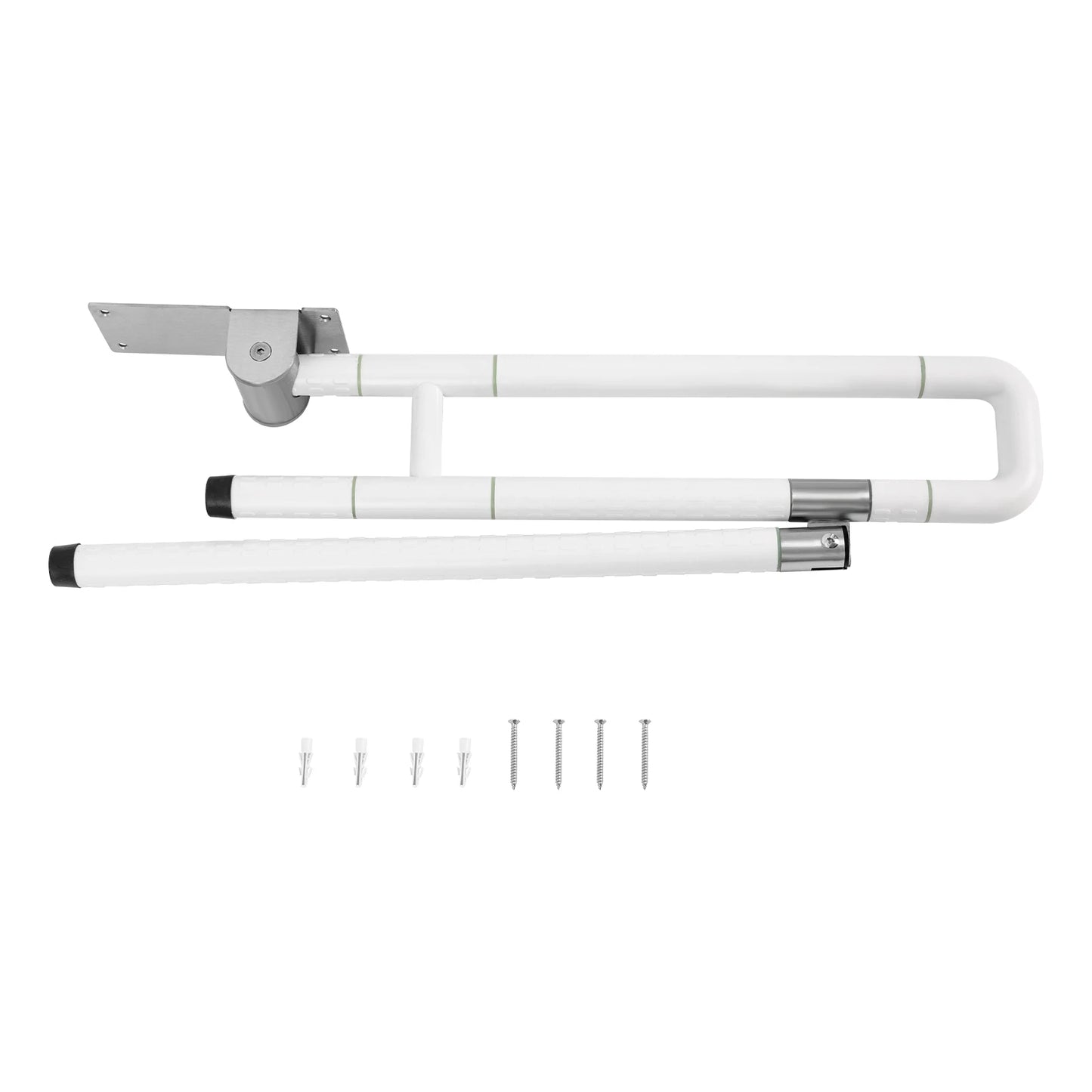 27.56 Inch Tub Handrail Foldable Antibacterial ABS Stainless Steel 220 Pounds Weight Capacity Noctilucent Rings for Easy Night Use