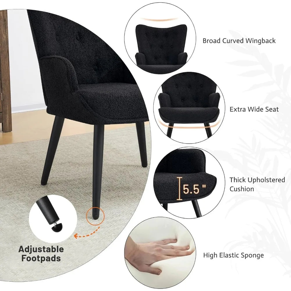 Boucle Upholstered Wingback Accent Chair for Living Room