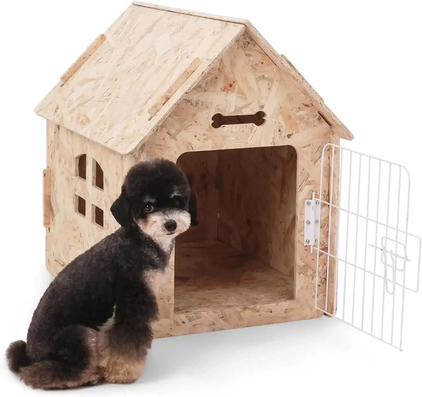 Cozy Wooden Indoor Dog House for Small Dogs and Cats Detachable Roof Design