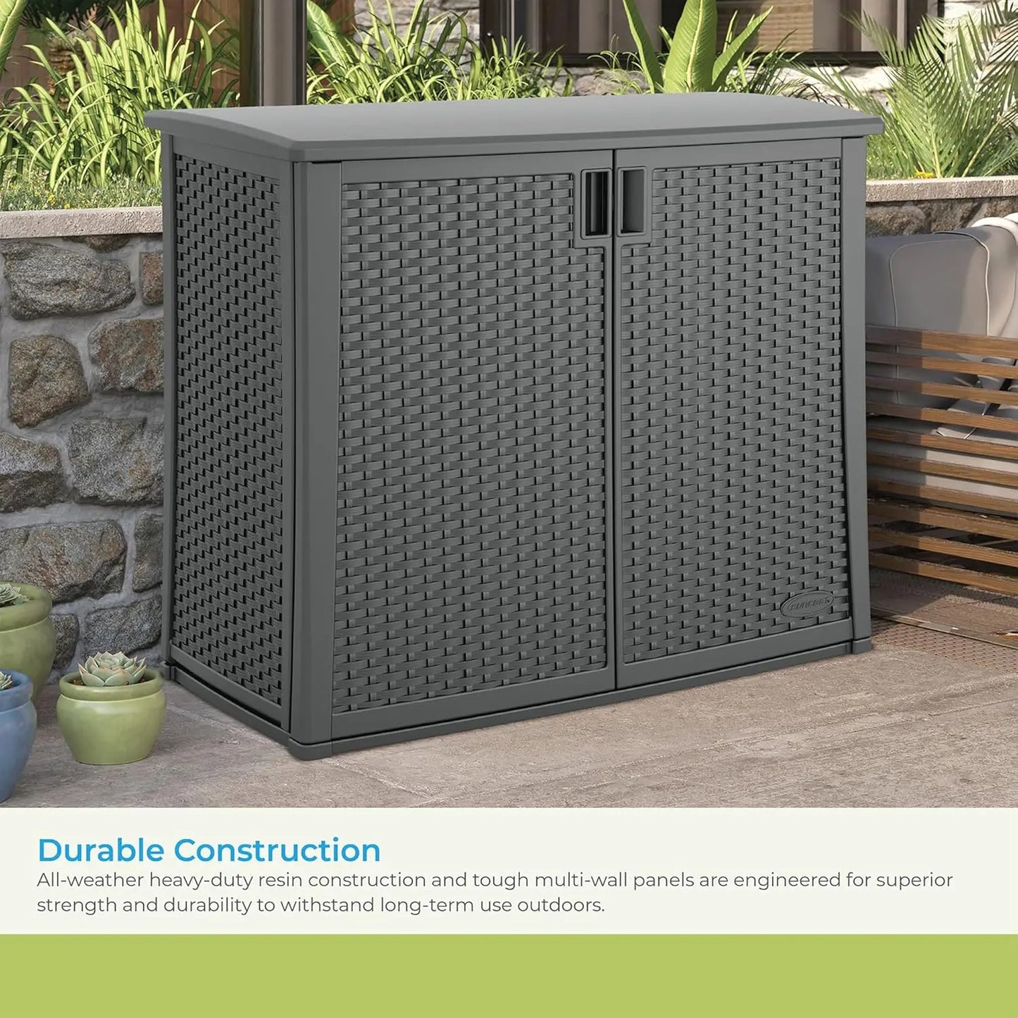 Lockable Outdoor Cabinet Storage for Patio Garden and Backyard 97 Gallon Cool Gray