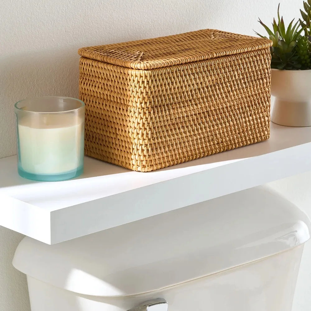 Better Homes and Gardens Brown Rattan Organizer Basket Lid