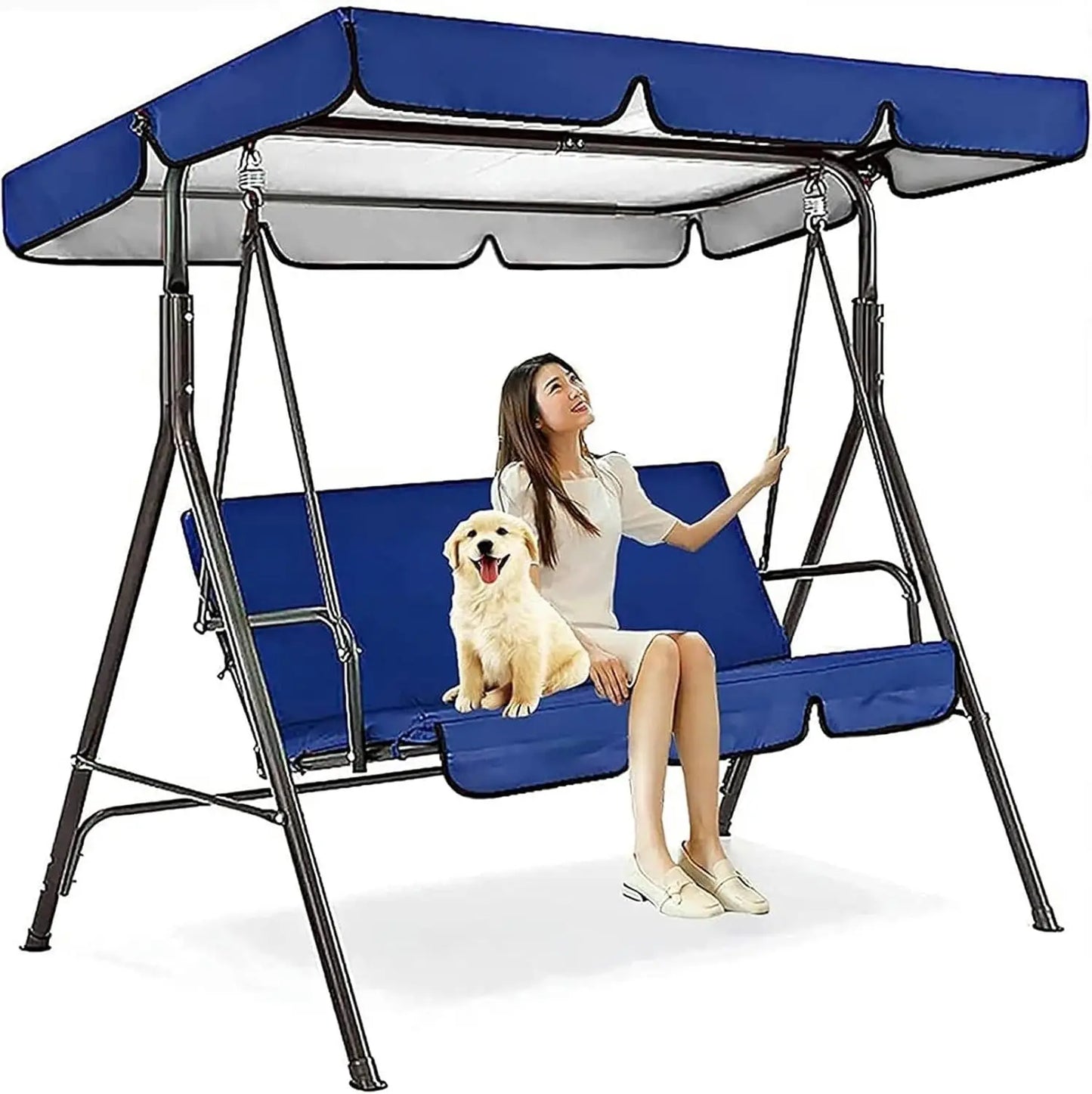 Outdoor Swing Canopy Replacement Cover Set with Cushion Covers for Patio Swing Weather Resistant UV Protection Easy Installation