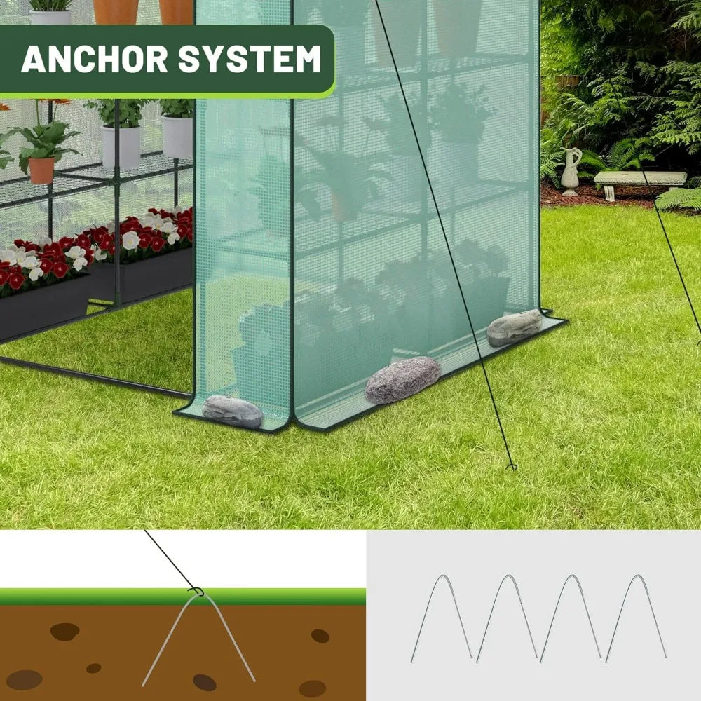 Portable PE Cover Greenhouse With Anchors And Ropes 3 Tier