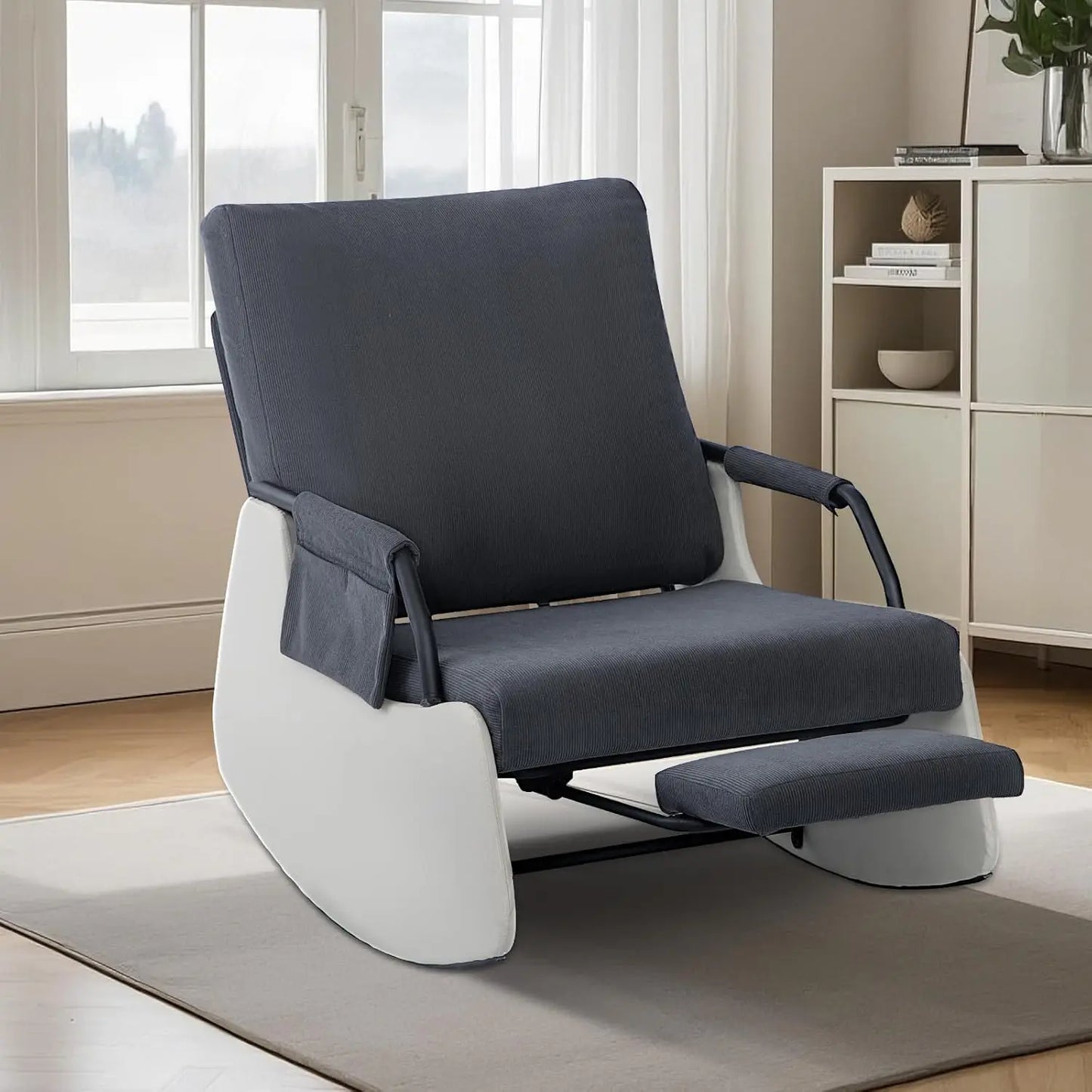 Rocking Recliner Chair With Side Pocket 3 Level Adjustable