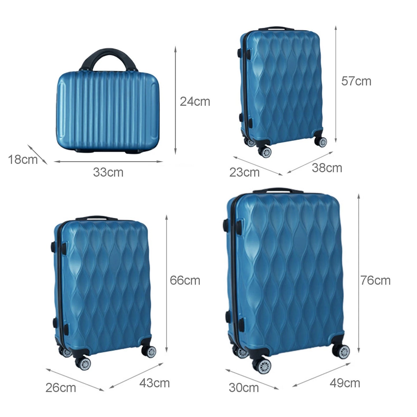 4 Piece Hard Shell Suitcase Set With Spinner And TSA Lock