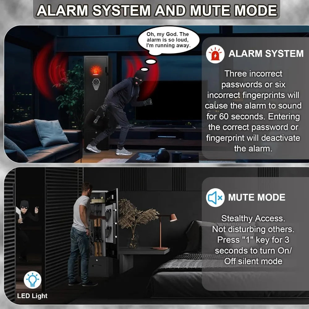 Biometric Gun Safe For Home Rifle And Pistols Quick Access
