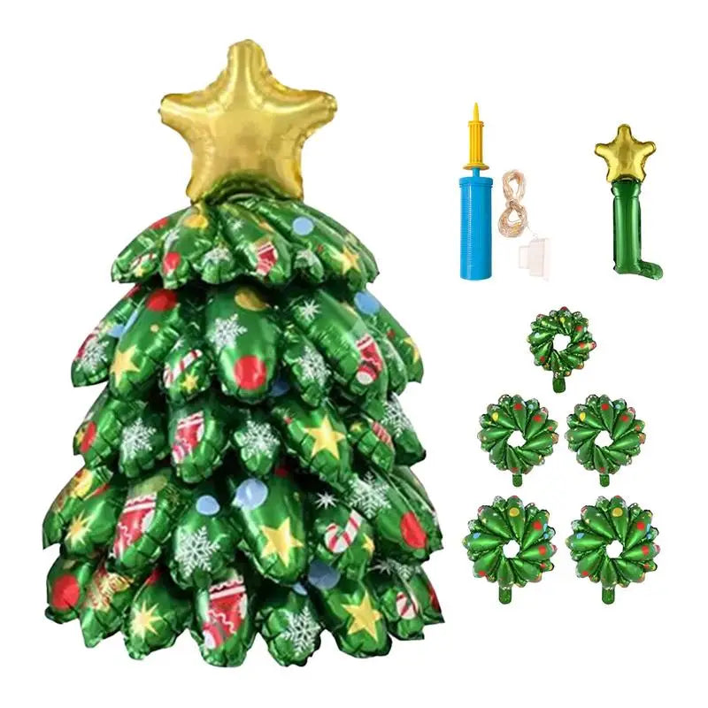Christmas Tree Balloon Light Up Inflatable Christmas Tree Festive Indoor Ornament Cartoon Pine Tree Display for Winter New Year