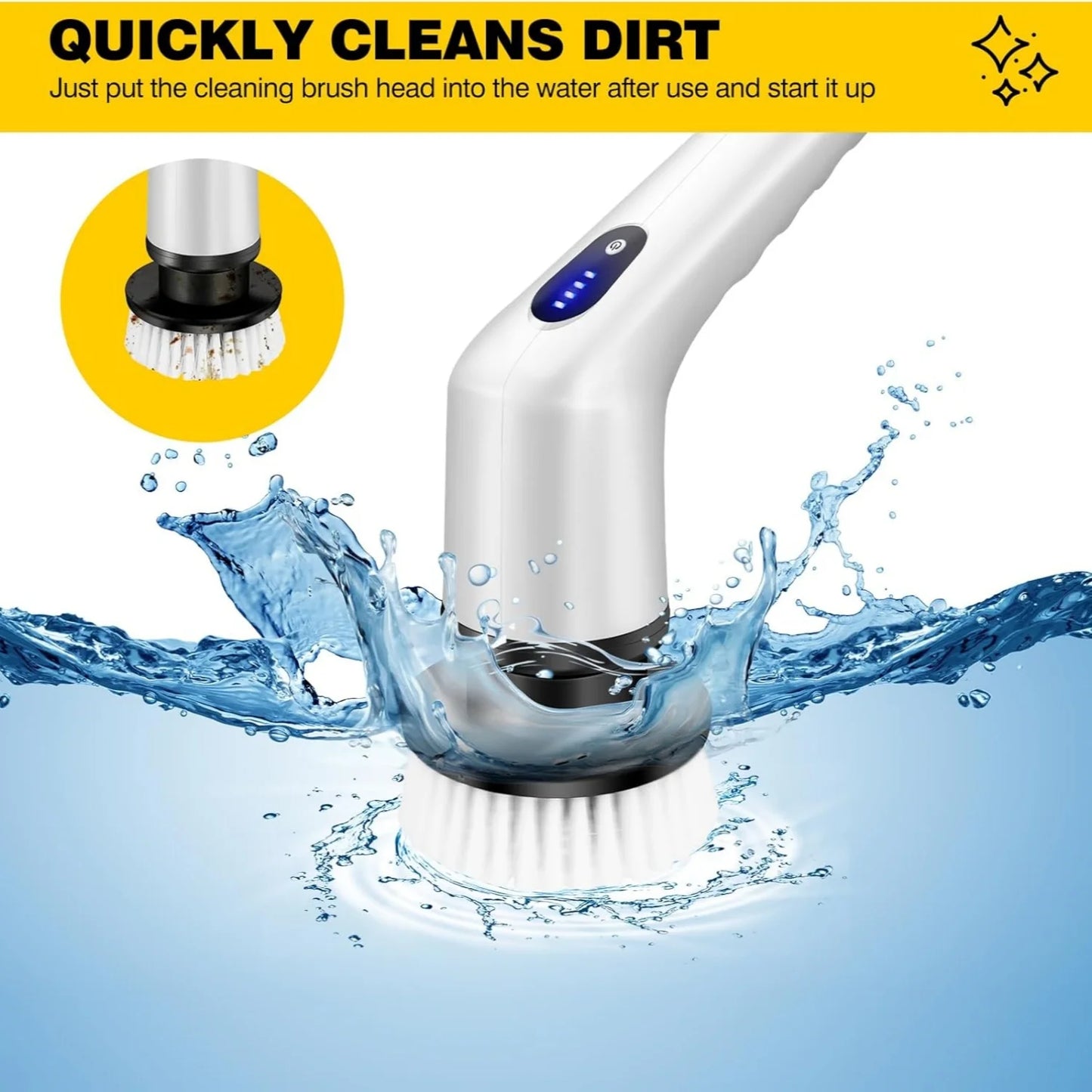 Briefness Electric Cleaning Brush Spin Scrubber 3 In 1 Tool