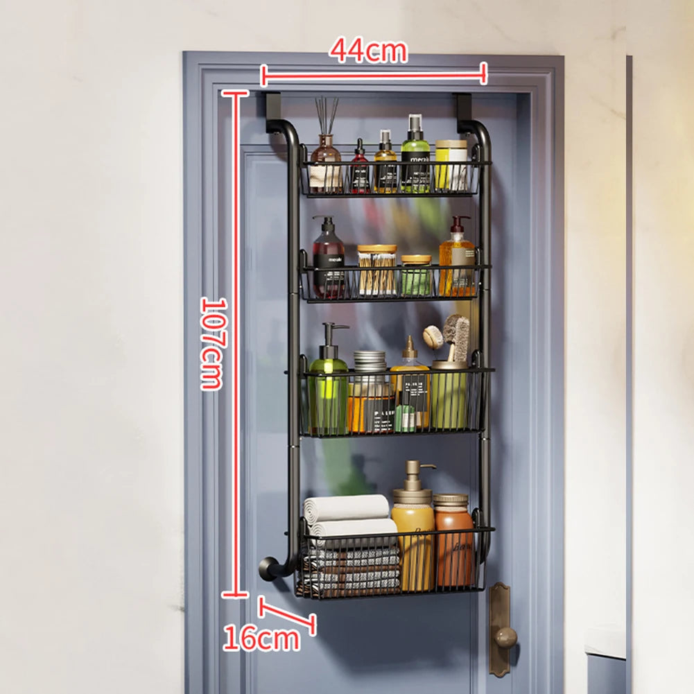 Over The Door Storage Organizer Metal Hanging Shelf With Adjustable Basket For Bedroom And Kitchen Space Saving Door Organizer 6 Tier