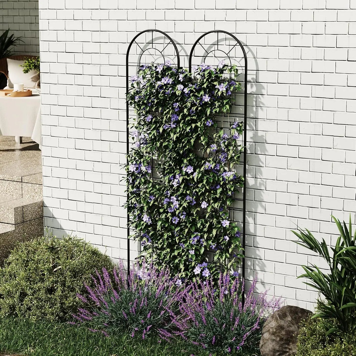 Garden Trellis Coated Rustproof Iron Arch Decoration Trellis for Climbing Plants Outdoor Rose Vegetable Flower Support
