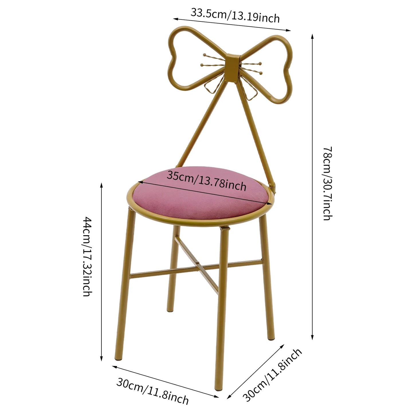 Deep Pink Butterfly Backrest Chair Butterfly Shaped Vanity Chair Metal Backrest Chair for Dresser Living Room Bedroom