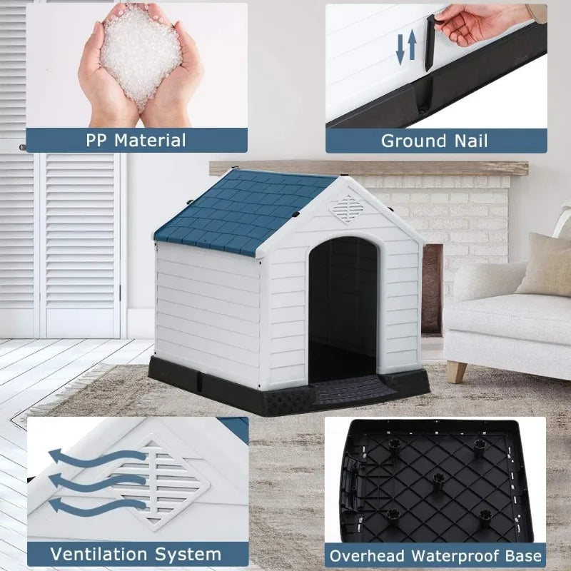 BestPet Dog House Indoor Outdoor Insulated Kennel Durable Plastic Dog House for Small Medium Large Dogs Weather and Water Resistant