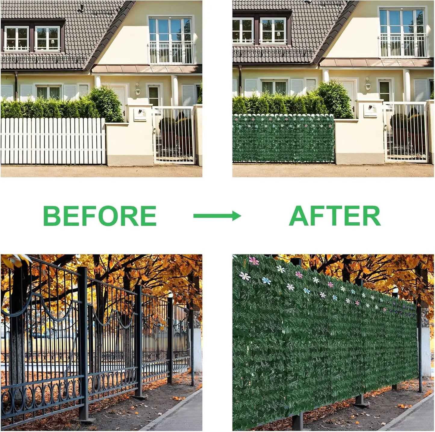 Artificial Ivy Flower Privacy Fence Screen Green Background Wall Indoor Outdoor Garden Decoration