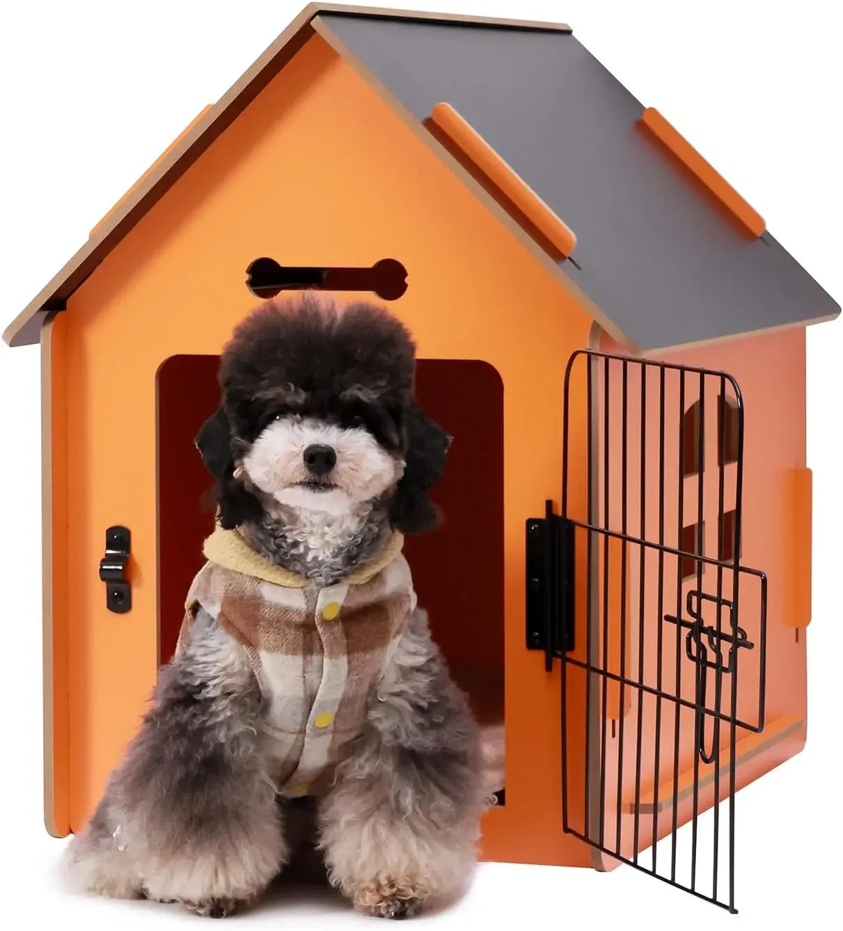 Cozy Wooden Indoor Dog House for Small Dogs and Cats Detachable Roof Design