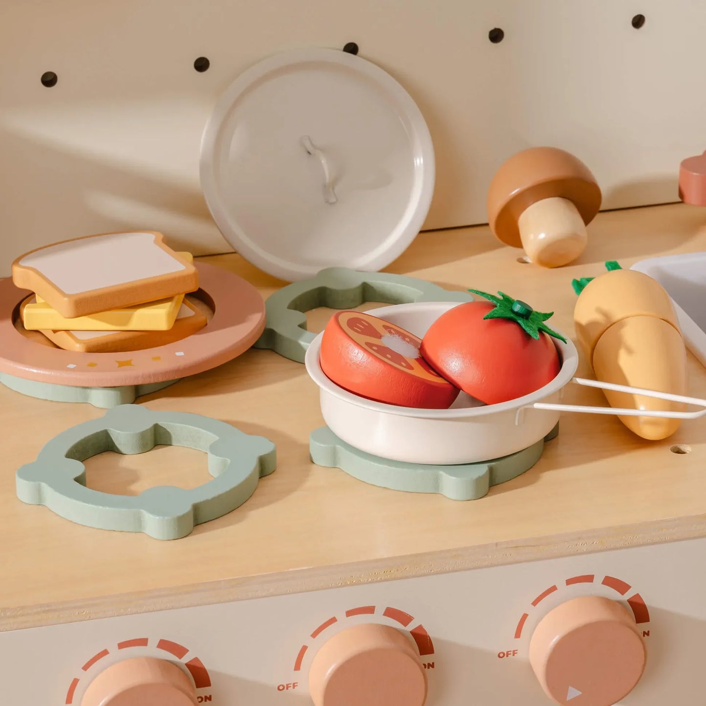 Robud Wooden Play Food 4 In 1 Cutting Set Pretend Kitchen