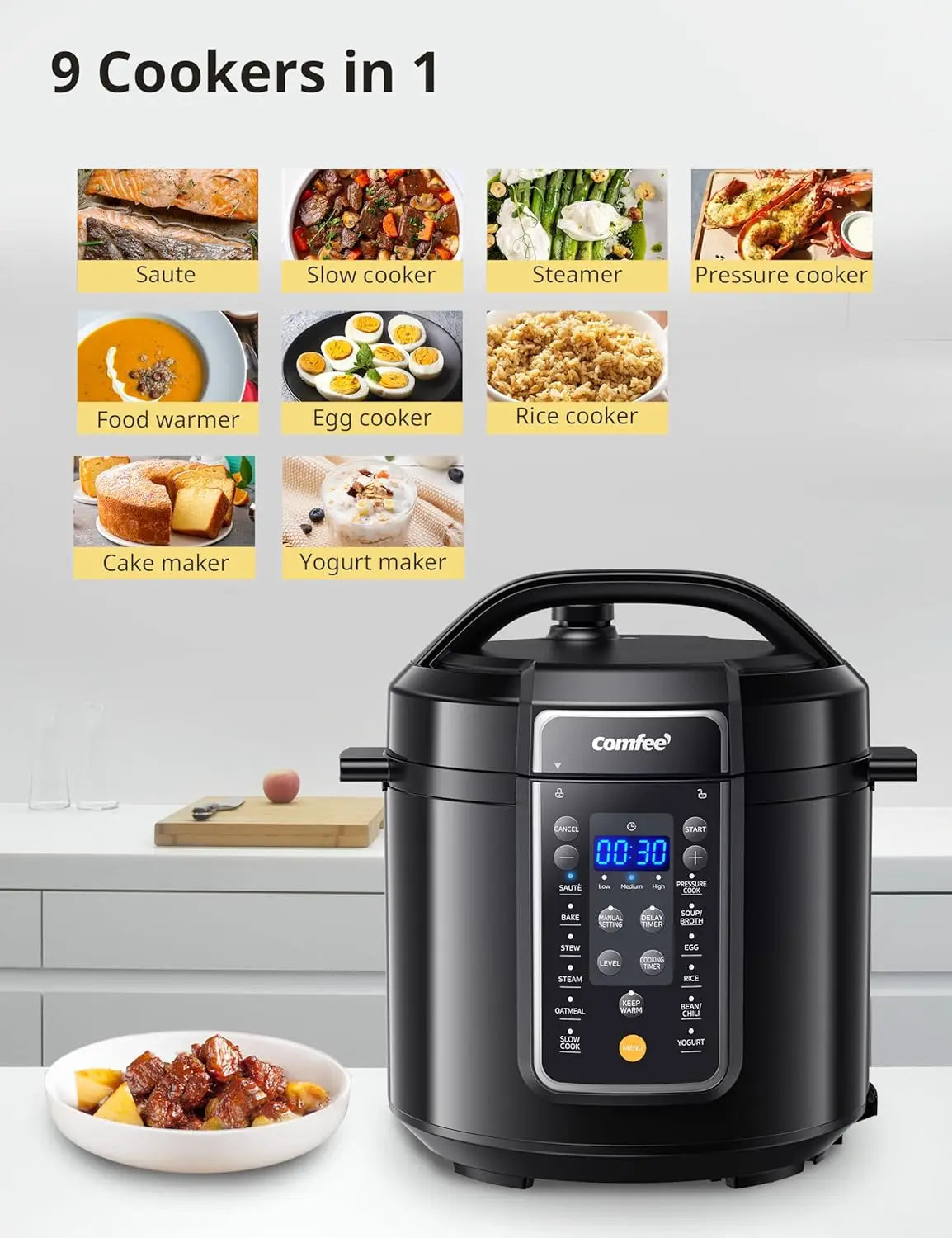 9 In 1 Electric Pressure Cooker 14 Presets Multi Cooker