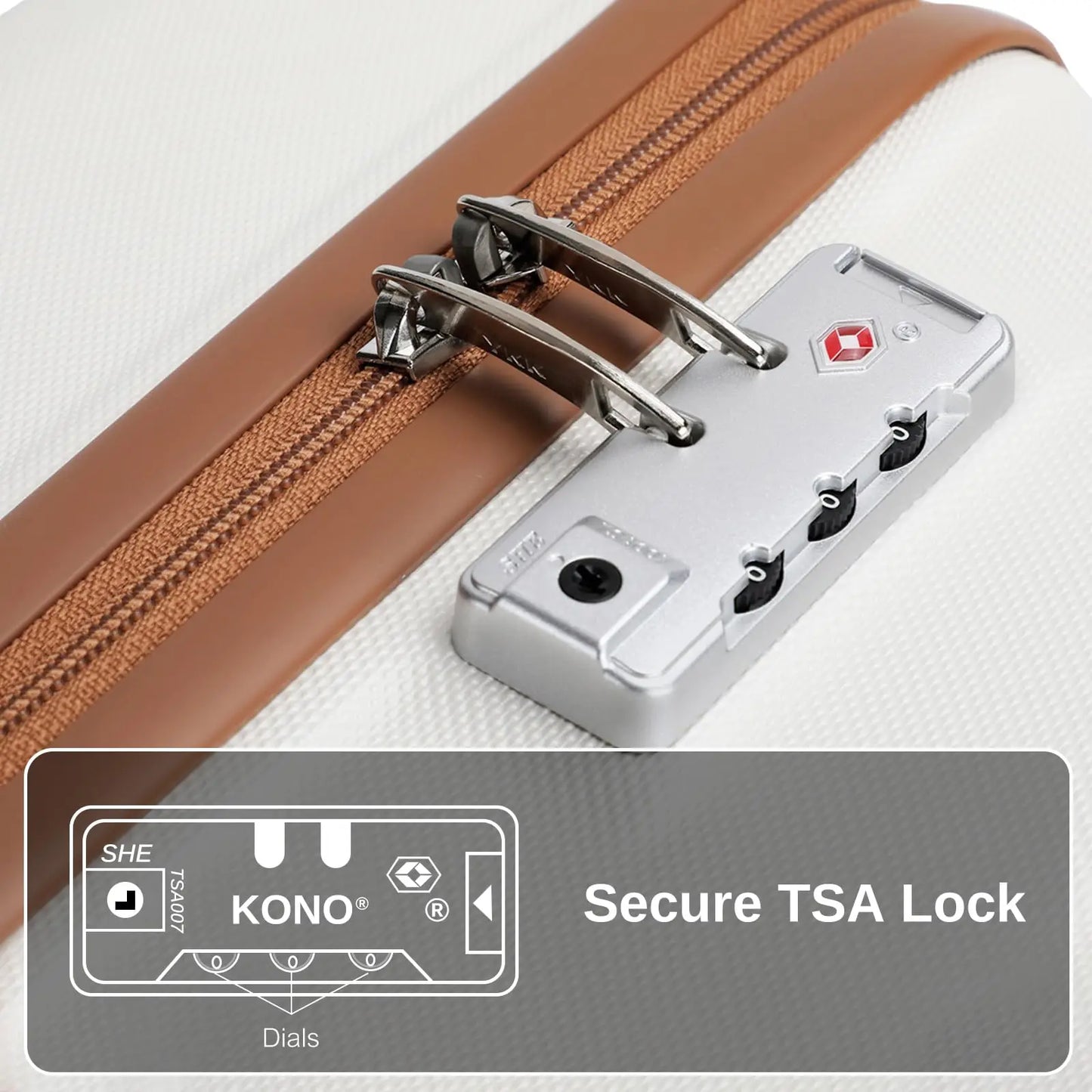 Kono 6 Piece Luggage Set ABS 20 24 28 Inches TSA Lock