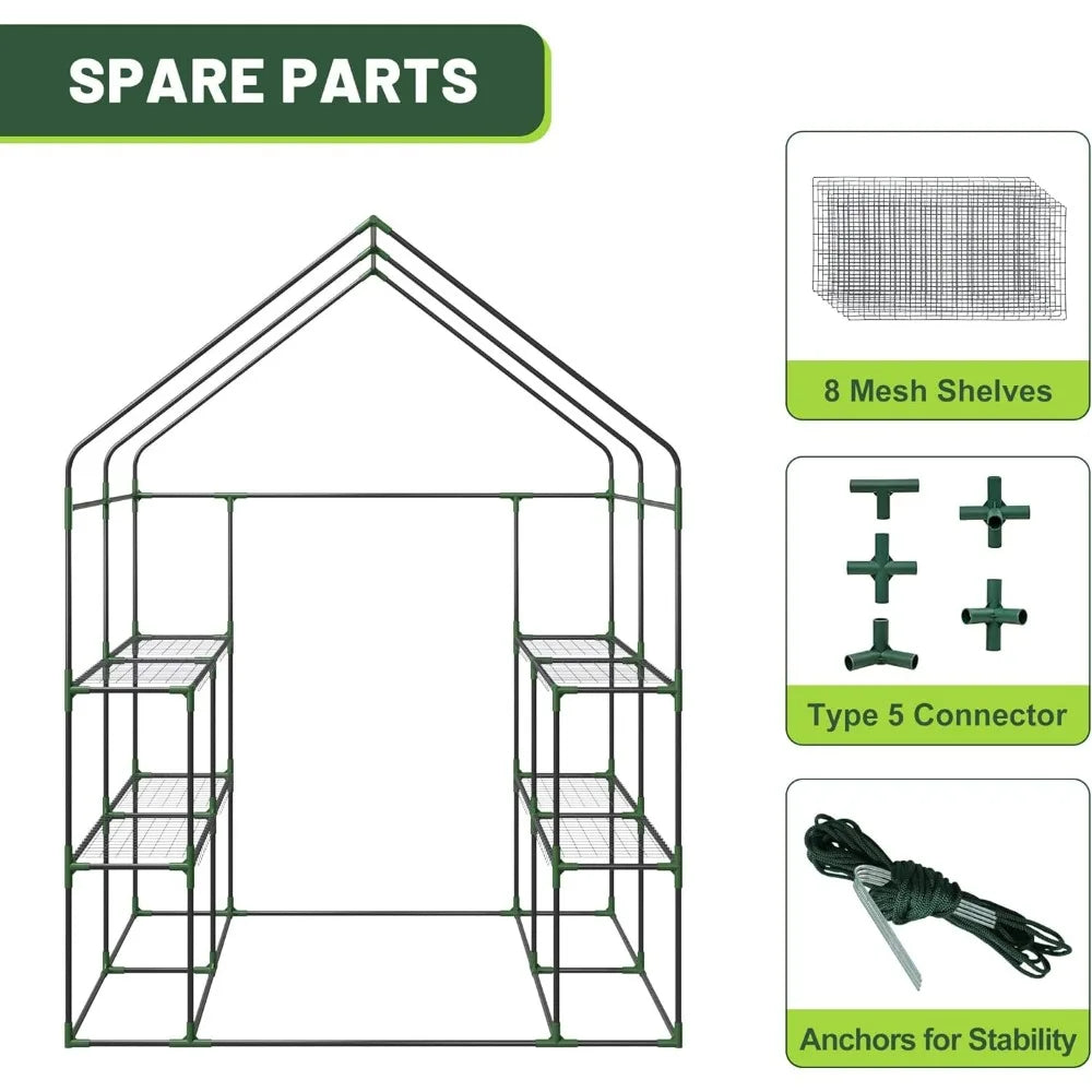 Portable PE Cover Greenhouse With Anchors And Ropes 3 Tier