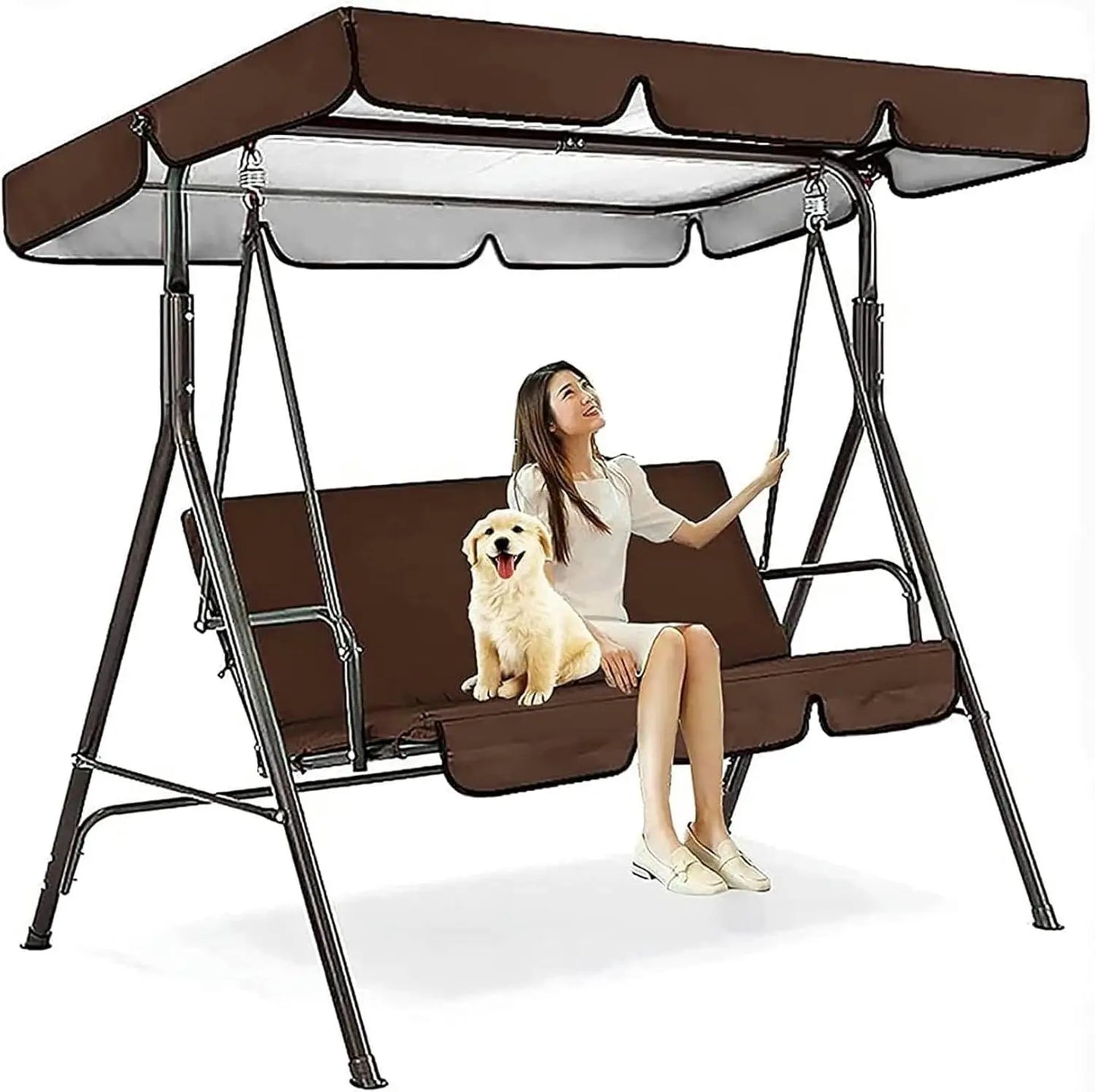 Outdoor Swing Canopy Replacement Cover Set with Cushion Covers for Patio Swing Weather Resistant UV Protection Easy Installation