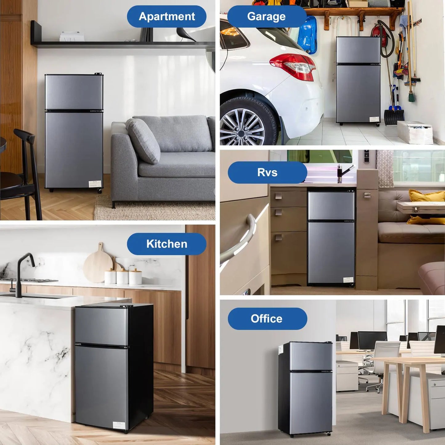 Mini Fridge With Freezer 2.9 Cu Ft Dual Door Refrigerator