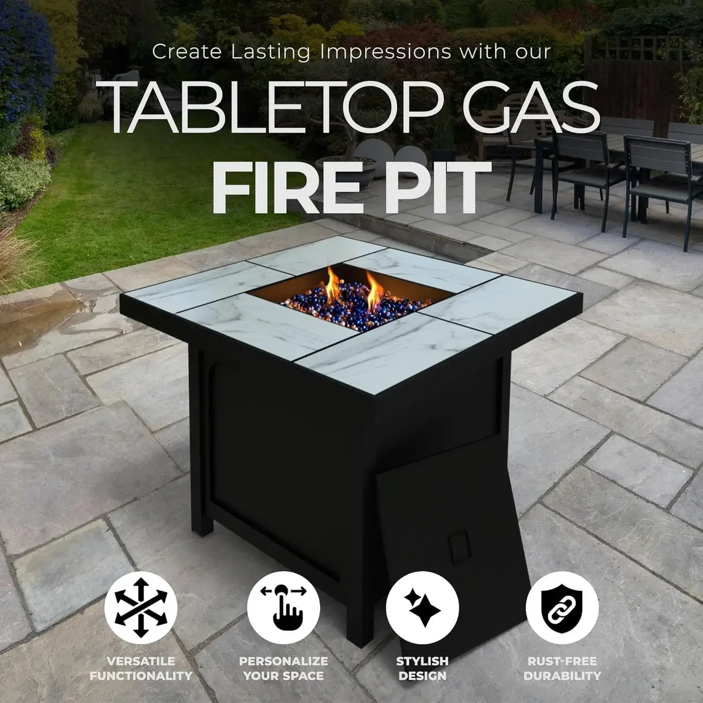 32 Inch Steel 50K BTU Smokeless Propane Gas Fire Pit Table for Outdoor Backyard Terrace Deck and Porch Heating Black
