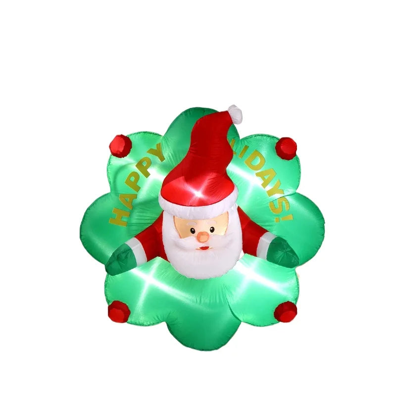 4 Ft Lighted Christmas Inflatable Santa with Wreath Breaking Out from Window Large Blow Up Hanging Decoration