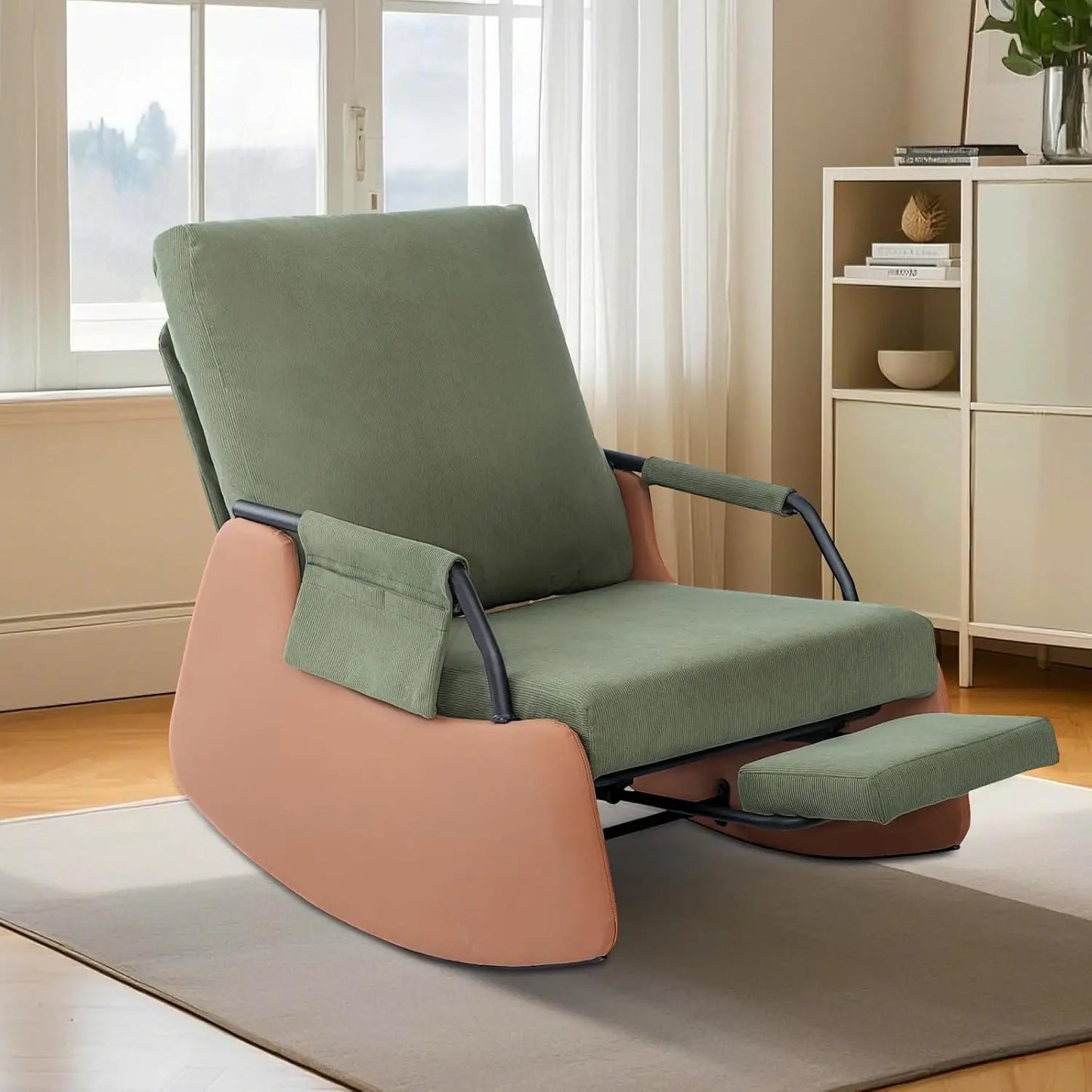 Rocking Recliner Chair With Side Pocket 3 Level Adjustable