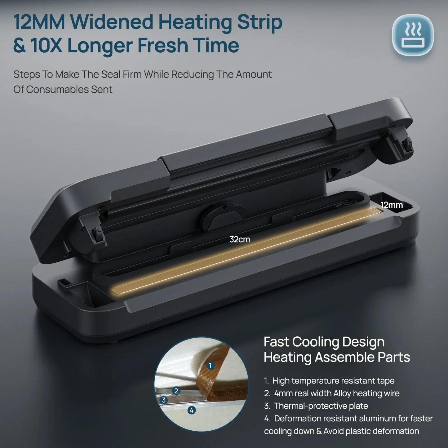 Vakumar VH1506 Vacuum Sealer Machine Sous Vide Handle Type 80Kpa Multifunctional Convenient Household Vacuum Sealer