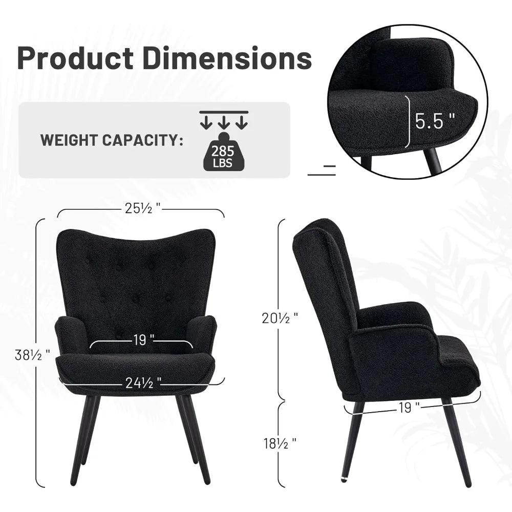 Boucle Upholstered Wingback Accent Chair for Living Room