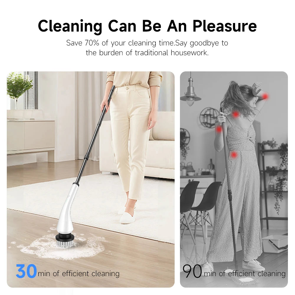 Electric Spin Scrubber With 8 Replaceable Brush Heads