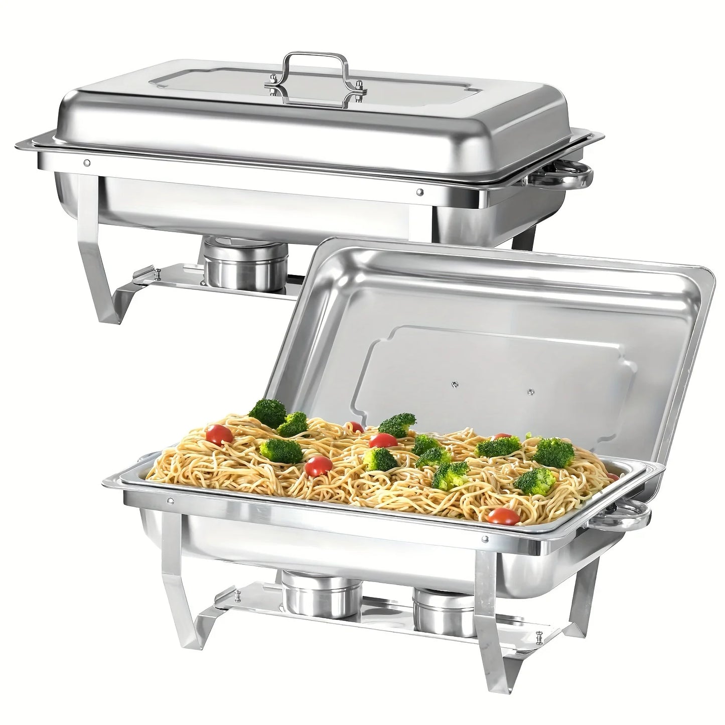 4 Pack 8 Quart Chafing Dish Buffet Set Stainless Steel Food Warmer Chafer with Chafing Fuel Holder for Party Catering Silver